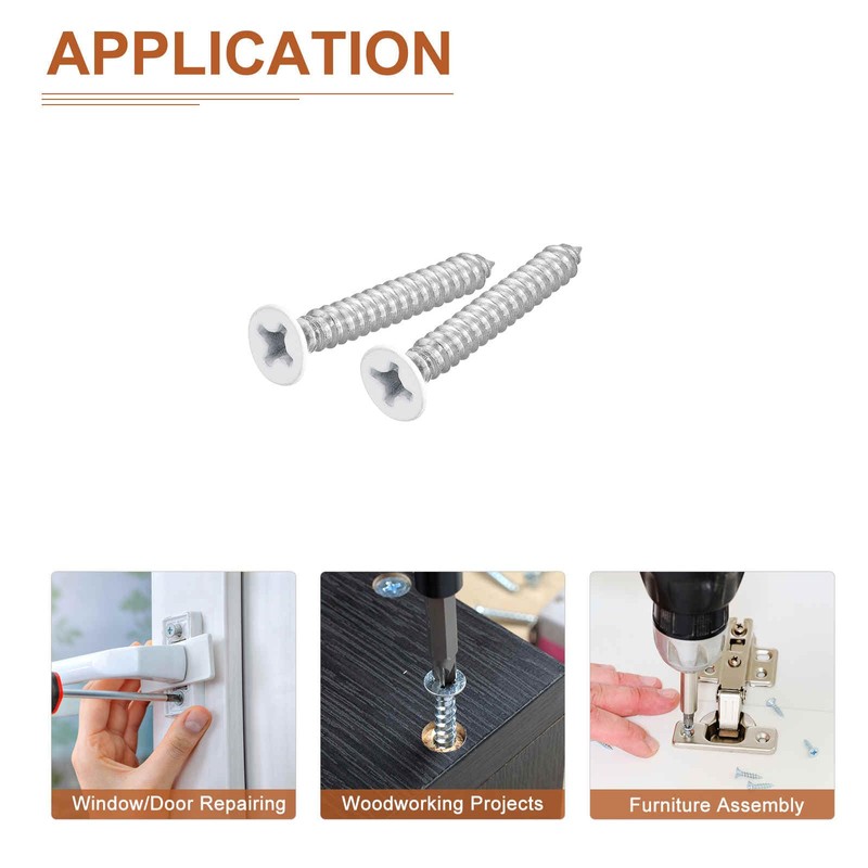 DTGN 100Pcs #12x1-1/2 Flat Head Wood Screws, 304 Stainless Steel