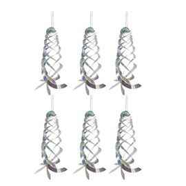 MEZOKUCEL Anti-Bird Deterrent Reflective Ornamental Spiral Device, 6Pcs Hanging Bird Scare Devices, Silver Spiral Reflectors Outdoor to Keep Birds Away from Your House Window, Garden Decorations