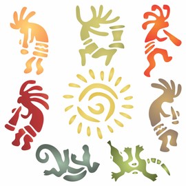 Kokopelli Wall Art Stencil, 16.5 x 16.5 cm (M) - Kachina Spirit Mythology Hopi Zuni Indian Stencils for Painting Template