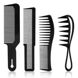 4PCS Combs for Women & Men - Premium Carbon Fiber - Wide Tooth, Rat Tail & Fine Tooth Combs Set for Detangling, Teasing & Parting - All Hair Types