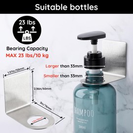 Segbeauty 3 Pcs Stainless Soap Bottle Dispenser Holder,Dia 1.3in 3.3cm Drill-Free Dispenser Holder Wall Mounted Rack, Sliver Adhesive Wall Mount Bottle Holder for Shower Gel Bathroom Toilet Kitchen