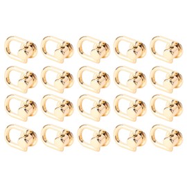 20 Pieces Golden D Ring Rivets with Screws, 360 Rotatable Brass Post Head Buttons, Rivets, Nails, Chicago Bolt Screw DIY Leather Collar, Belt, Backpack, Handbag