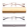 2 Pack Compact Reading Glasses in Tube Slim Rimless Reader