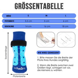 Eyein 2 Pairs of Double-Sided Non-Slip Socks for Dogs, Soft Dog Socks, Paw Protection with Adjustable Velcro Fastening for Indoor Hardwood Floors, Blue, M