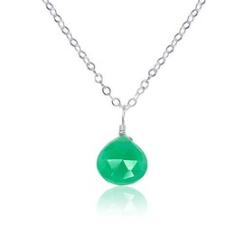 Chrysoprase Teardrop Necklace in Stainless Steel
