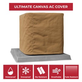 SugarHouse Outdoor Air Conditioner Cover - All-Weather, Waterproof Ultimate Canvas AC Protector, Made in The USA, 20-Year Warranty, Beige, 24 x 24 x 24 Inches