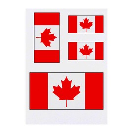 4 x 'Canadian Flag' Temporary Tattoos - Water Resistant, Skin-Safe, Non-Toxic Transfers, Mixed Sizes (TO00014488)