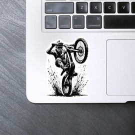 Medium 100mm 'Muddy Mountain Bike Wheelie' Permanent Sticker Decal for Cars/Windows/Bins/Walls etc (DW00119981)