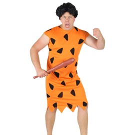 Foxxeo Orange Black Stone Age Men's Costume for Fancy Dress and Carnival Couple Costume Partner Costume Adult Size XXL