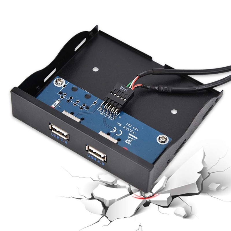 ASHATA USB 2.0 Front Panel, USB 2.0 2-Port 3.5 Inch