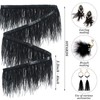 10 Yards Feathers Trims Fringe with Satin Ribbon Tape Black