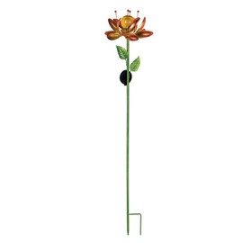 Sunset Vista Designs 93813 Solar Collection-57-Inch Lighted Spinner Stake, Orange Flower