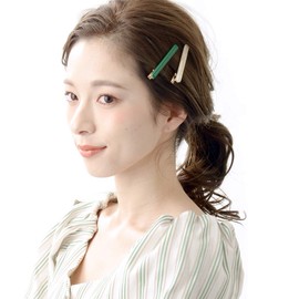 VINGTAINE H7343-1-GNIV- Color Hair Clips, Set of 2, Simple, Beak Clips, Adult Cute, Hair Arrangement, Hair Accessories,