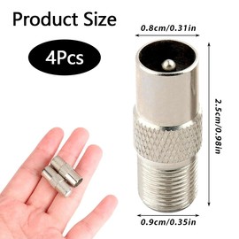 XXLKVSK 4 Pcs TV Aerial Coaxial Cable F-Connectors Adapter F Socket Female to Coax Plug Male TV Aerial Connector Adaptor