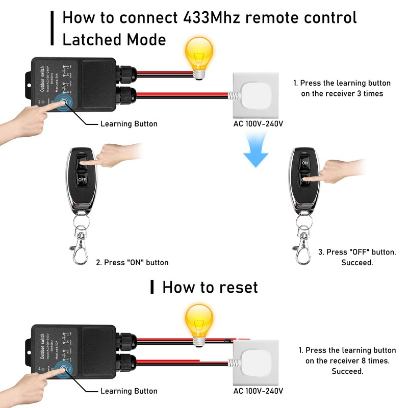 Remote Control Switch, Waterproof Wireless Remote Switch 220 V/240 V