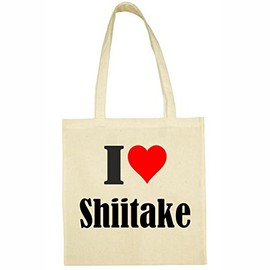 '"I Love Shiitake Shopping Bag School Bags Gym Bag 38 x 42 cm in Pink White Beige Red Blue Green Grey Yellow
