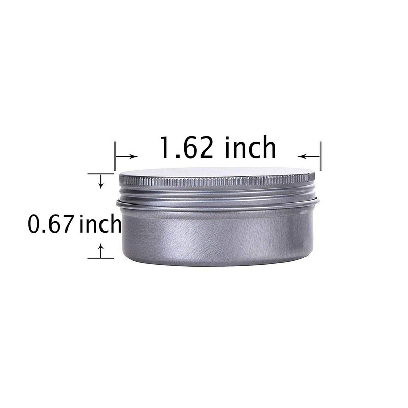 Hulless 0.5 Ounce Aluminum Tin Jar Refillable Containers 15 ml