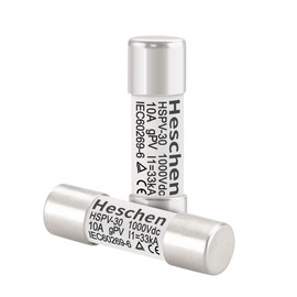 Heschen Solar DC1000V PV Fuse, Photovoltaic Fuse, gPV Type Fuse Link, HSPV-30, 10 * 38mm, 10A 1000VDC, I1 33kA Solar PV System Protection, 10PCS
