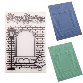 Arbuya Christmas Deck The Hall Plastic Embossing Folders for Card Making or Journaling Wall Bricks DIY Template Photo Album Paper Handmade Scrapbooking Craft Decoration Mold