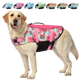 Dog Life Jacket Vest Swimming Adjustable Puppy Life Vests, Ripstop Life Jackets for Small Medium and Large Dogs High Visibility Flotation with Rescue Handle for Water Swim Boating Hunting（XL