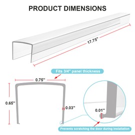 12 Pack Cabinet Protectors for Kitchen Cabinets, 18" Length Clear Cabinet Door Protector Edge Guard 3/4" Thick for Kitchen Drawer Fronts, Slip-On Plastic Edge Guard to Protect Sink & Trash Drawer