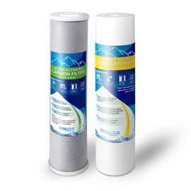 1 High Capacity Coconut Shell Carbon Block & 1 Big Polypropylene Sediment 5 Micron 4.5" x 20" Water Filter Cartridges for Universal Whole House System COMPATIBLE WITH: FC25BX4, 155358-43, DGD-5005-20