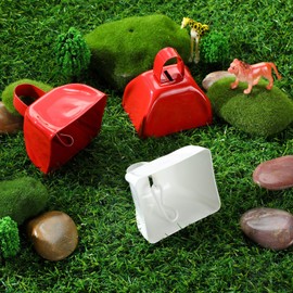 20 Pcs Metal Cowbells Noisemakers for Sporting Events 3 Inch Cow Bells Noise Makers with Handle Hand Percussion Cowbells for Football Games Graduation Party Cheering Team (Red, White)