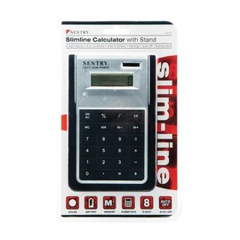 Sentry Slimline Calculator with Stand, Silver/Black (CA273)