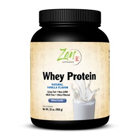 Zen Supplements - Organic Grass Fed Whey Protein 19g Per Serving Keto Friendly - Vanilla 32 Oz-Powder