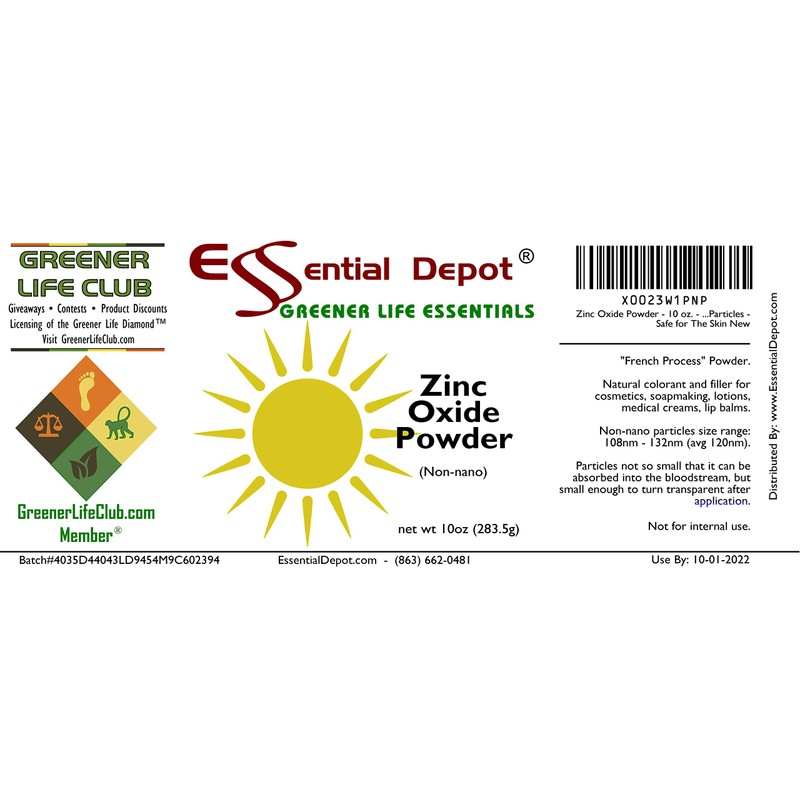 Essential Depot Zinc Oxide Powder - 10 oz. - Non-Nano