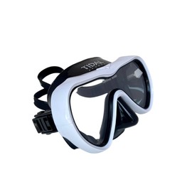 Tidal Mask - Advanced Anti Fog Diving Mask for Scuba Diving, Snorkeling, and Free Diving. Wide-Angle Single Lens. Best Anti Fog Scuba Mask, Snorkel Mask, Dive Mask for Adults. (White/Clear Lens).