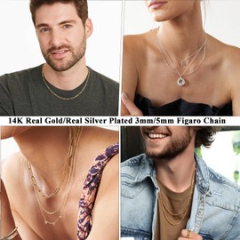 Esrael Mens Gold Chain 5mm Gold Chain Neckalce for Men Women Stainless Steels Figaro Necklace Chains Mens Womens Chains Neckalces Jewelry Gifts 20 Inch