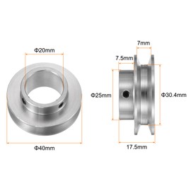 HARFINGTON Single Groove Pulley 20mm Fixed Bore 40mm Outer Diameter Aluminum Alloy with Hex Wrench for Drilling Machine 6mm PU Round Belt