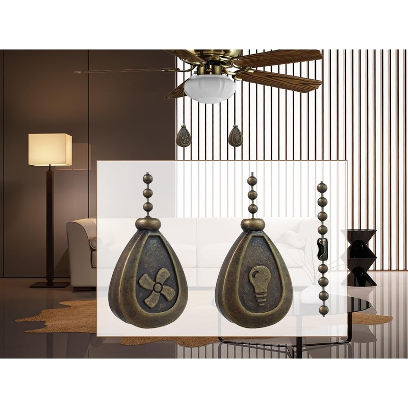 OMYZERO 2Pcs Ceiling Fan Pull Chain Set, 12Inches Decorative Fan