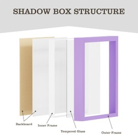 DEMAIKE 8.5x11 Shadow Box Frame Display Case with Real Glass, 3D Picture Frame for Memorabilia, Crafts, Photos, Wedding (Purple)