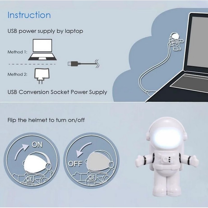 Fyearfly USB LED Reading Light, Astronaut LED Lamp with USB