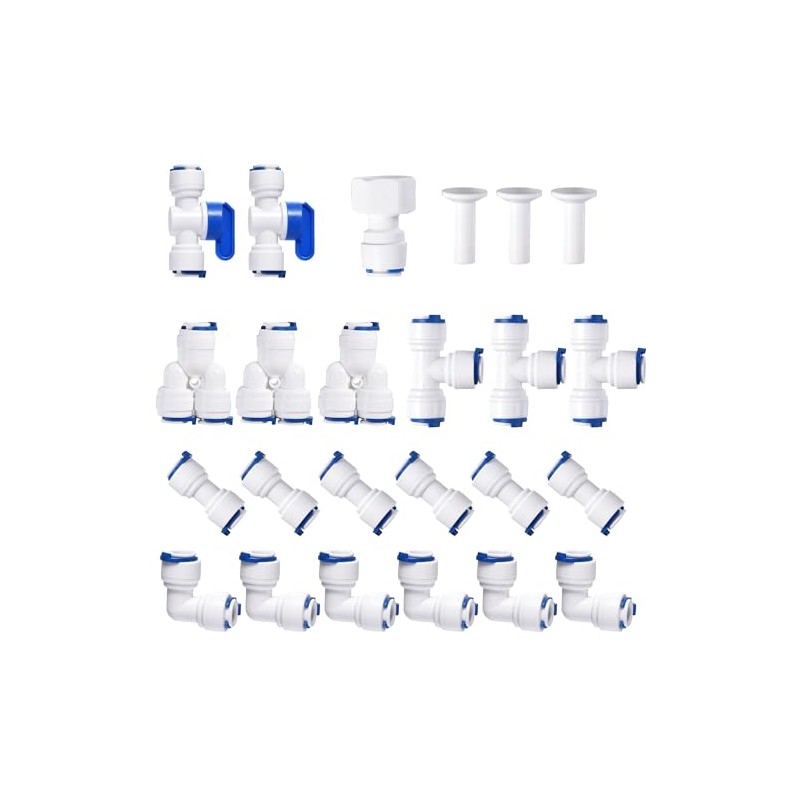 3/8" OD Quick Connect Push in Water Tube Fitting, 24-Pack,