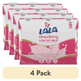 Unbranded (4 pack) Low Fat Shelf-Stable UHT Milk Drink, Strawberry, 8.25 oz Carton