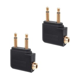 DWPVT 2pcs Airplane Airline Flight Adapters for Headphones, Flight Audio Adapters, 3.5mm Jack Headset Connector (Black)