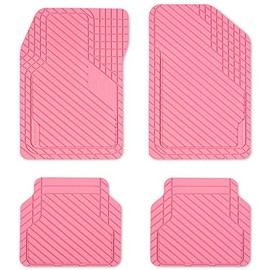 BaseLayer Cut-to-Fitâ¢ Pink 4-Piece Car Mat Set - Universal Waterproof Floor Mats for Most Vehicles, Durable All-Weather Mats - Made in USA