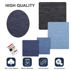 Naler 25 Parches Termoadhesivos Vaquero Parches de Algodón para Ropa Planchar y Coser (5 Tamaños, 5 Colores)
