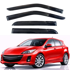 KPY Rain Guards Fit for 2010-2013 Mazda 3 Hatchback, Out-Channel Window Visors Vent Wind Deflectors 4PC, Car Accessories for 10-13 Mazda 3 Hatchback (Excludes Sedan)