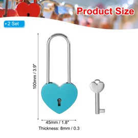 PATIKIL 3.9 Inch Love Locks Heart Padlock with Key Set, 2 Set Single Heart Couple Wishing Lock Love Padlock for Lover Bridge Anniversary Diary Book Card Box, Blue