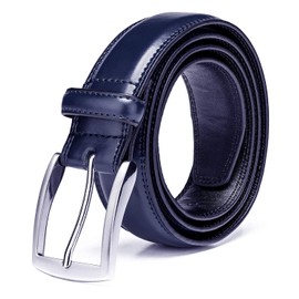Men's Genuine Leather Dress Belts Made with Premium Quality - Classic and Fashion Design for Work Business and Casual, Essential Navy, 34