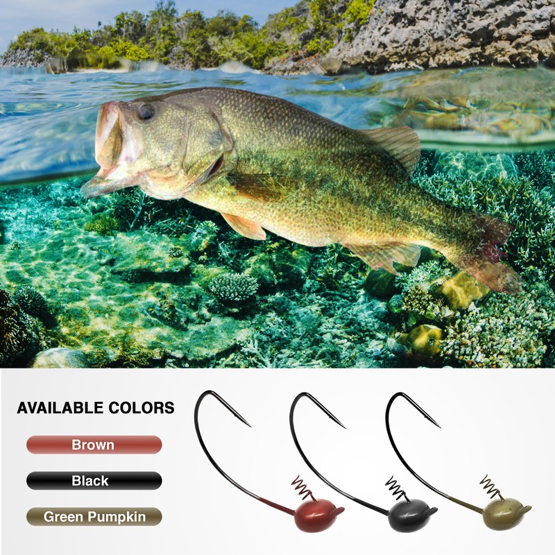 Reaction Tackle Tungsten Shaky Head Jigs for Bass Fishing -