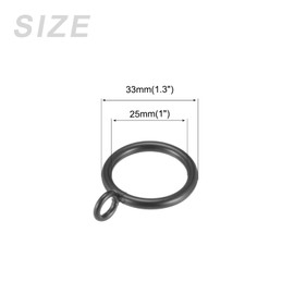 METALLIXITY Curtain Rings, (1 Inch) 24Pcs, Metal Drapery Hanging Ring with Eyelets - for Household Window Door Rods, Black