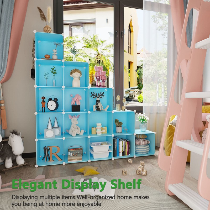 C&AHOME Cube Storage Organizer, 16-Cube Shelves Units, Plastic Storage Cubes,
