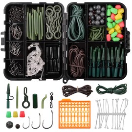 JSHANMEI ® Carp Fishing Tackle Kit with Swivels/Hooks/Sleeves/Rubbers Tubes/Lead Clips/Beads/Hair Rigs/Hair Extender Stoppers Set (225pcs/box)
