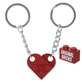 NumeroPhi LegoLove 2 Key Ring with Real Bricks Heart in Various Colours Original Building Blocks Choose Your Colour, Garnet red