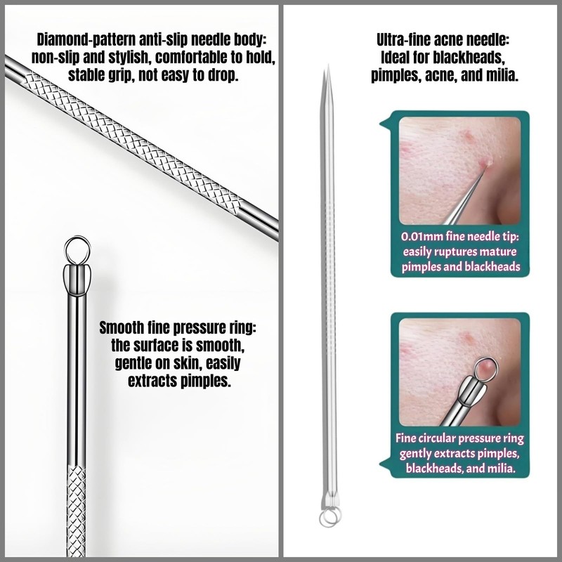 Blackhead Remover Tools Set - 5 Double-Ended Pimple Extractor &